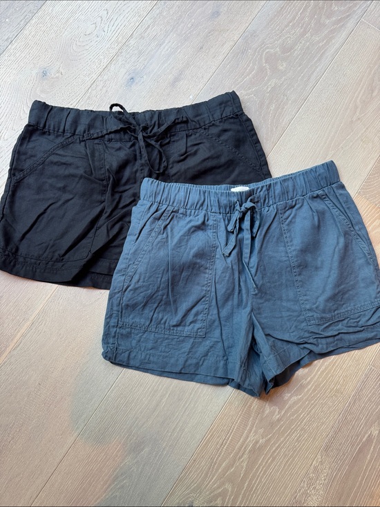 LOFT Pants - Women's Pull-On Drawstring Shorts - Black & Blue/Gray